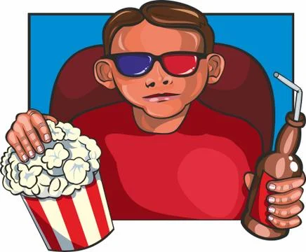 Man at the cinema Stock Illustration