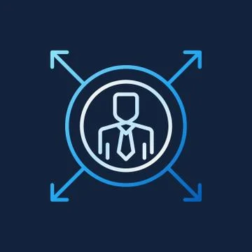 Man in circle with arrows outline creative vector icon Stock Illustration