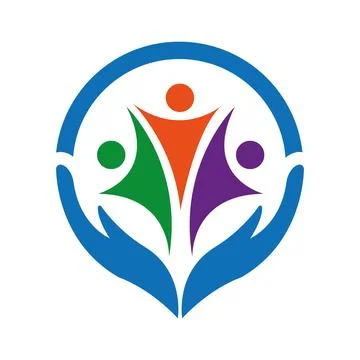 Man circle hand and tree logo design vector Safe Health and nutrition logo vecto Stock Illustration