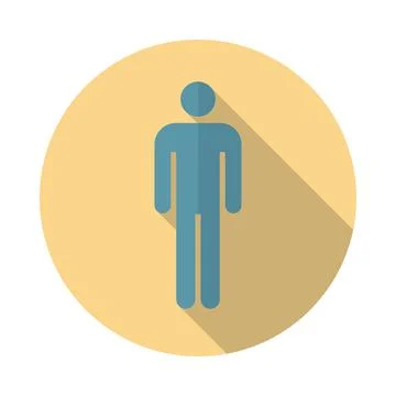 Man circle icon with long shadow. Flat design style. Stock Illustration