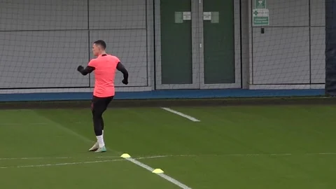 Man City train ahead of Leipzig tie
 Stock Footage 256671260