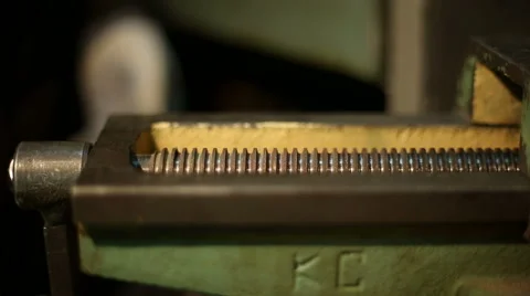 The man clamps the vise Stock Footage 59595884