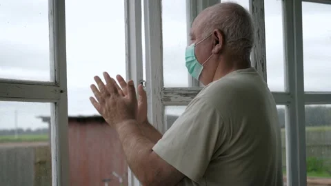 Man Clap Hands From Windows To Support Those Who Treating Coronavirus Infection Stock Footage 139408589