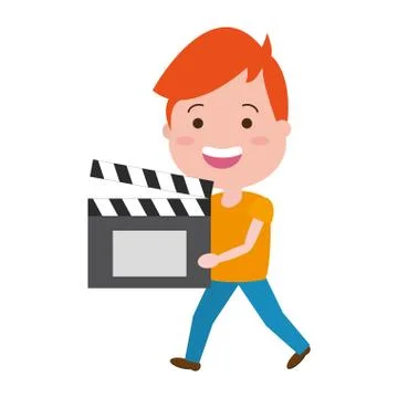 Man with clapperboard avatar character Stockillustratie