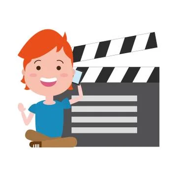 Man with clapperboard avatar character Illustrazione stock