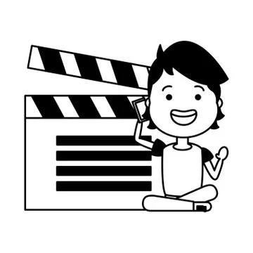 Man with clapperboard avatar character Stock Illustration