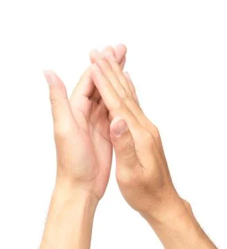 Man clapping hands on white background Stock Photos