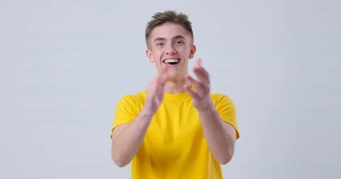 Man clapping his hands and showing thumbs up Stock Footage 144957149