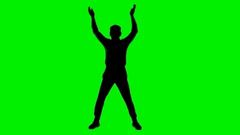 A man clapping silhouette on a Green Screen Chroma Key Background Seamless loop Stock Footage 128096088