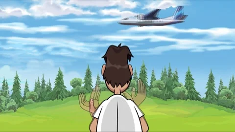 Man claps at a plane that is dropping stacks of money Stock-Footage 292632041