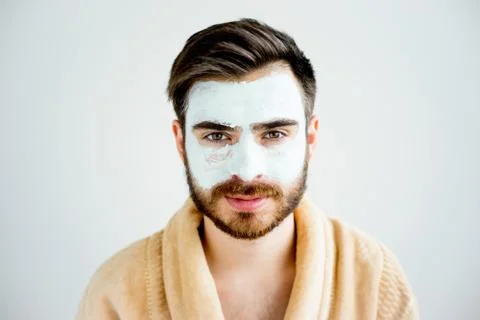 Man with a clay mask Stock Photos