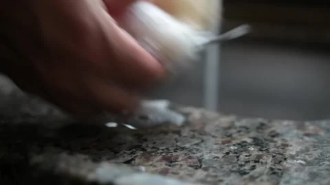 A man clean dishes using a luffa as sponge in a kitchen in Brazil Vídeo Stock 145037124