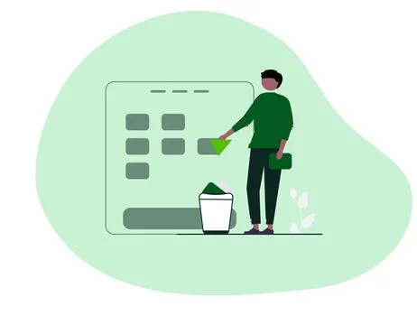 Man clean up the trash flat Stock Illustration