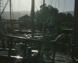 Man cleaning boat in full harbour SD Footage