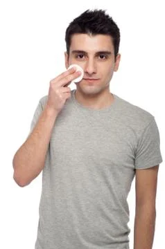 Man cleaning face  Foto stock
