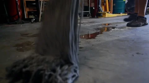 Man is cleaning the floor with the mop Stock Footage 53999275