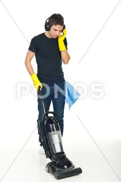 Man cleaning floor Stock Photos