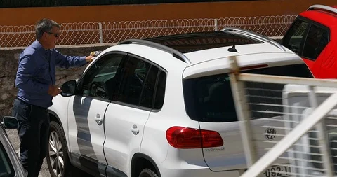 Man Cleaning His Car Video stock 107229701