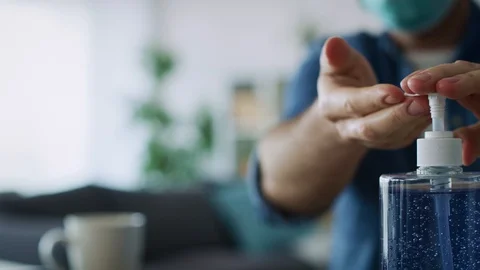 Man cleaning his hands before start working. Stock Footage 128800694