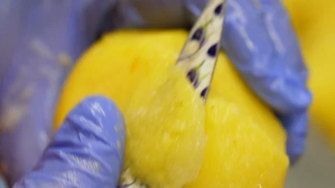 Man cleaning potatoes Stockbeeldmateriaal 90981885