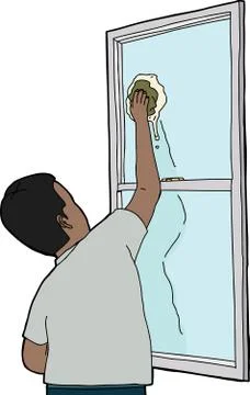 Man cleaning window Stock Illustration