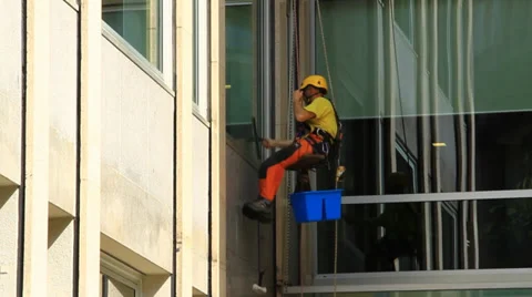Man cleaning windows Stock Footage 37161217