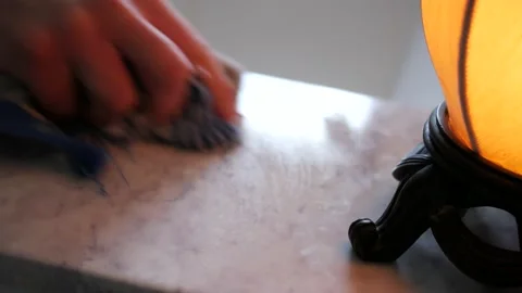 Man Cleans Bathroom Vanity Top with Wet Rag And Cleaner Stock Footage 171017757