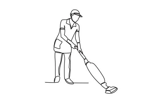 A man cleans dust on the floor Stock Illustration