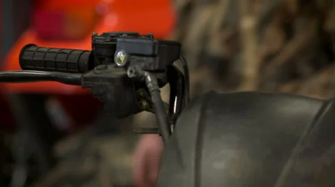 Man cleans handle bars Stock Footage 49385772