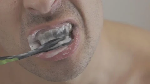 Man Cleans Teeth Stock Footage 86526315