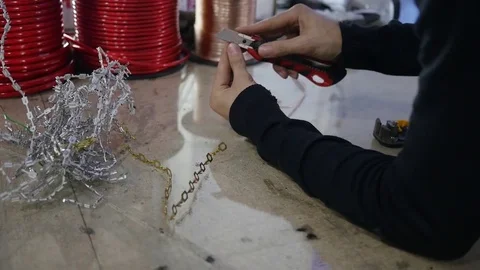 Man cleans the wire for speaker installation Stock Footage 71193390