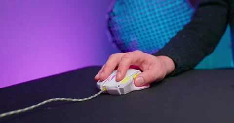Man Click Gaming Device White Mouse Stock Footage 273508012