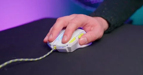 Man Click White Gaming Mouse Stock Footage 273508067