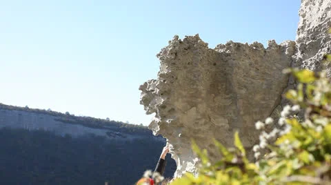 Man on the cliff Stock Footage 24458243