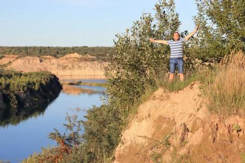 Man on the cliff Stock Photos