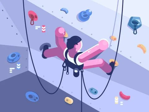 Man climber climbs difficult route Stock Illustration