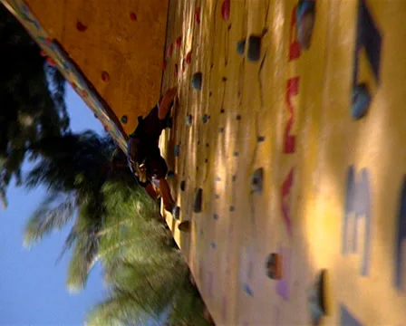 Man climbing a climbing wall Stock Footage 36284318