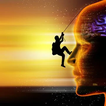 Man climbing the head Stock Illustration
