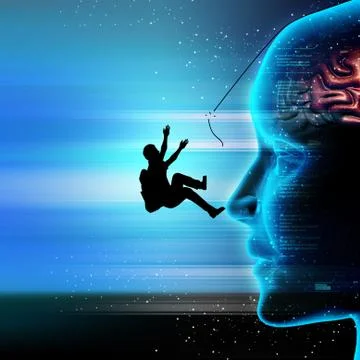 Man climbing the head Stock Illustration