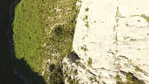 Man climbing a high cliff in free solo, Verdon, France Stock Footage 101597749