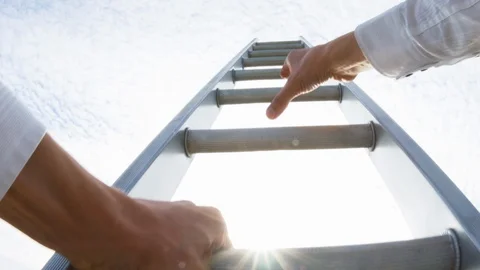 A man climbing a ladder Video stock 104217304
