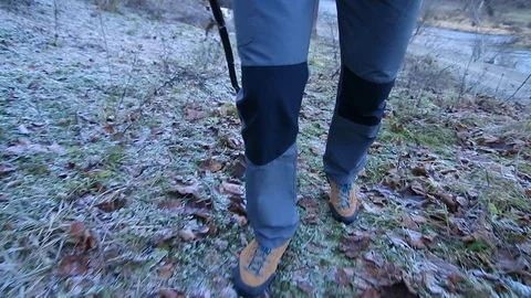 Man climbing a mountain Stock Footage 87084671