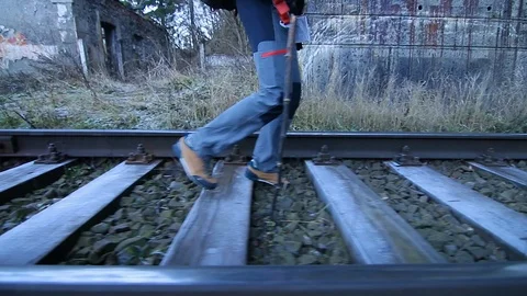 Man climbing a mountain Stock Footage 87084752