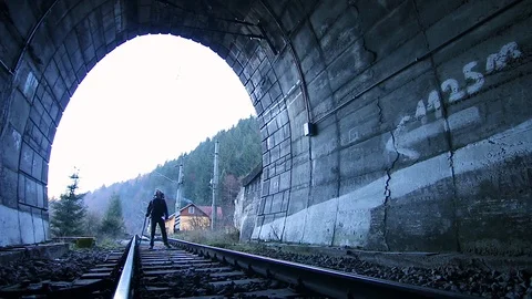 Man climbing a mountain Stock Footage 87084800