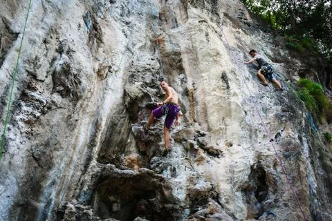 Man is climbing 스톡 사진