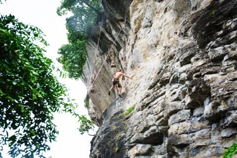 Man is climbing Stock Photos