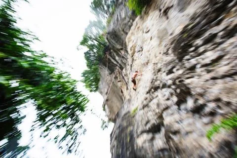 Man is climbing Fotos de archivo