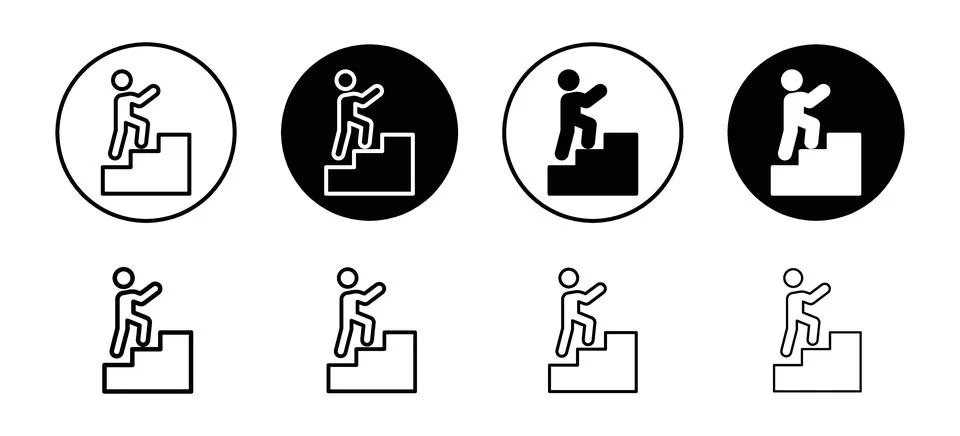 Man climbing vector icon set collection. Man climbing Outline flat Icon. Ilustración de archivo