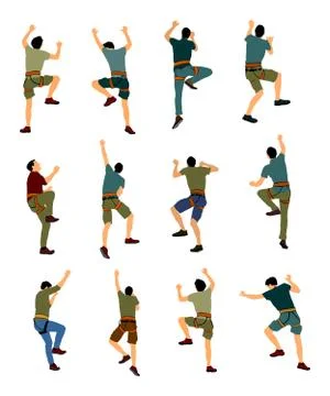 Man climbing vector isolated on background. Sport weekend action イラスト素材