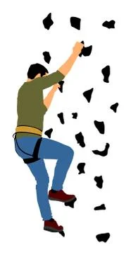 Man climbing vector isolated on background. Sport weekend action Stock Illustration